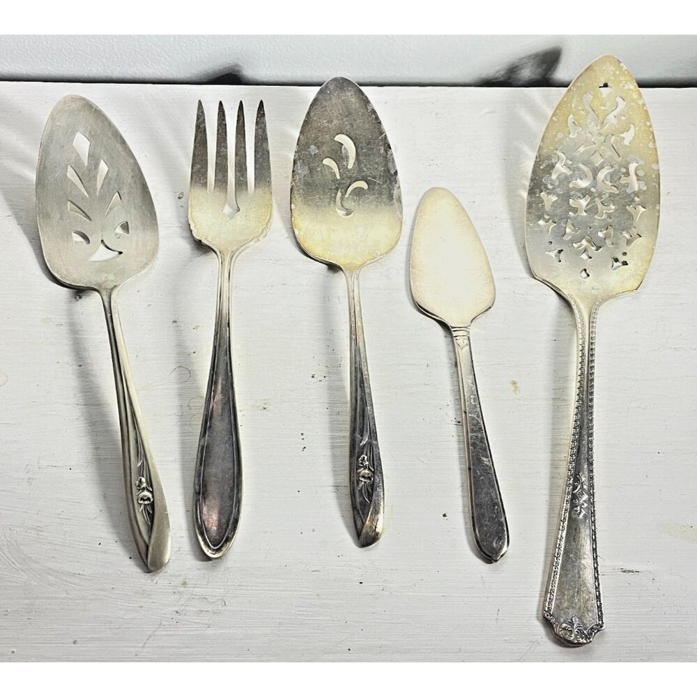 Vintage Silverplate Serving Lot Cake Lifters Forks Cheese Server 1915–1956